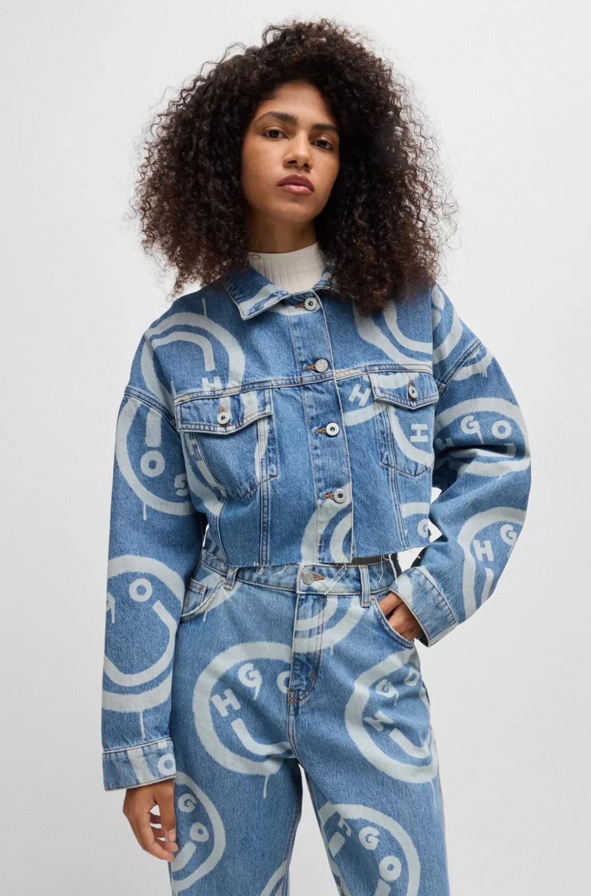HUGO BOSS Jakke Med Oversize Fit Og Happy HUGO Logoer