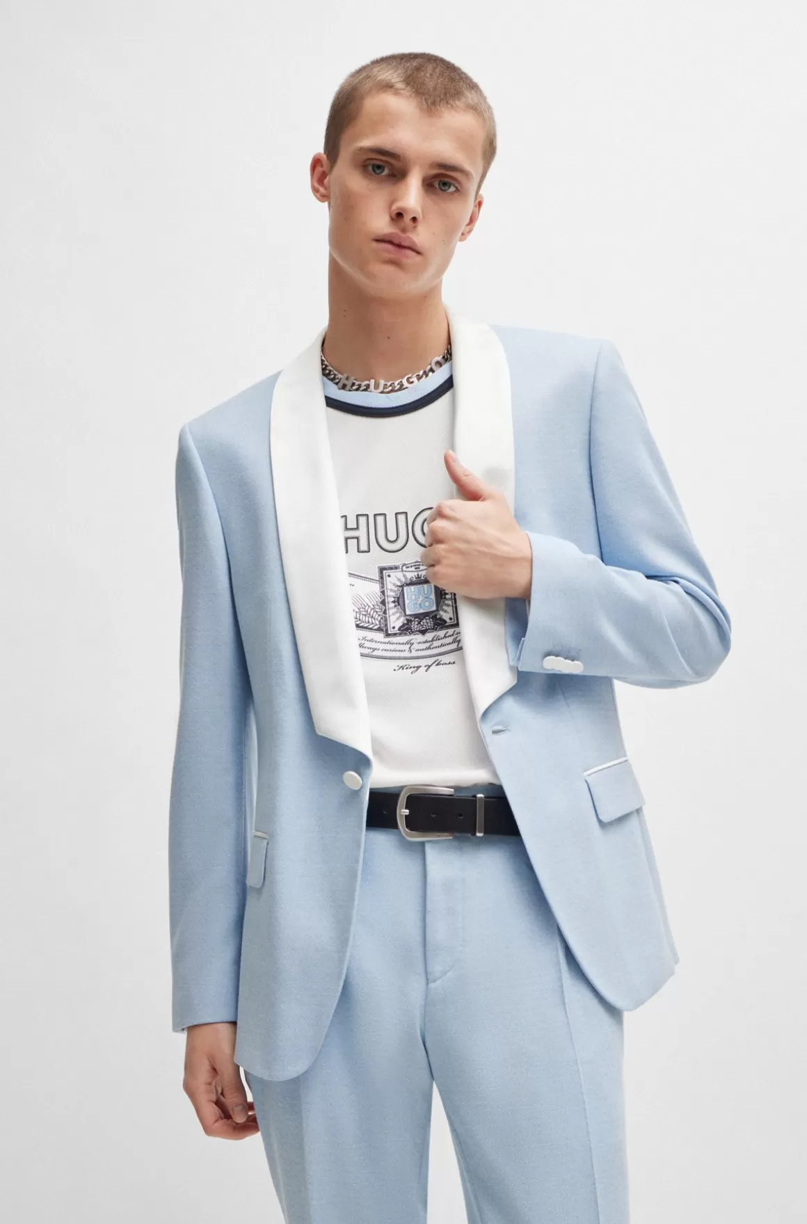 HUGO BOSS Jakke Med Slim Fit I Mouliné-stof Med Stræk