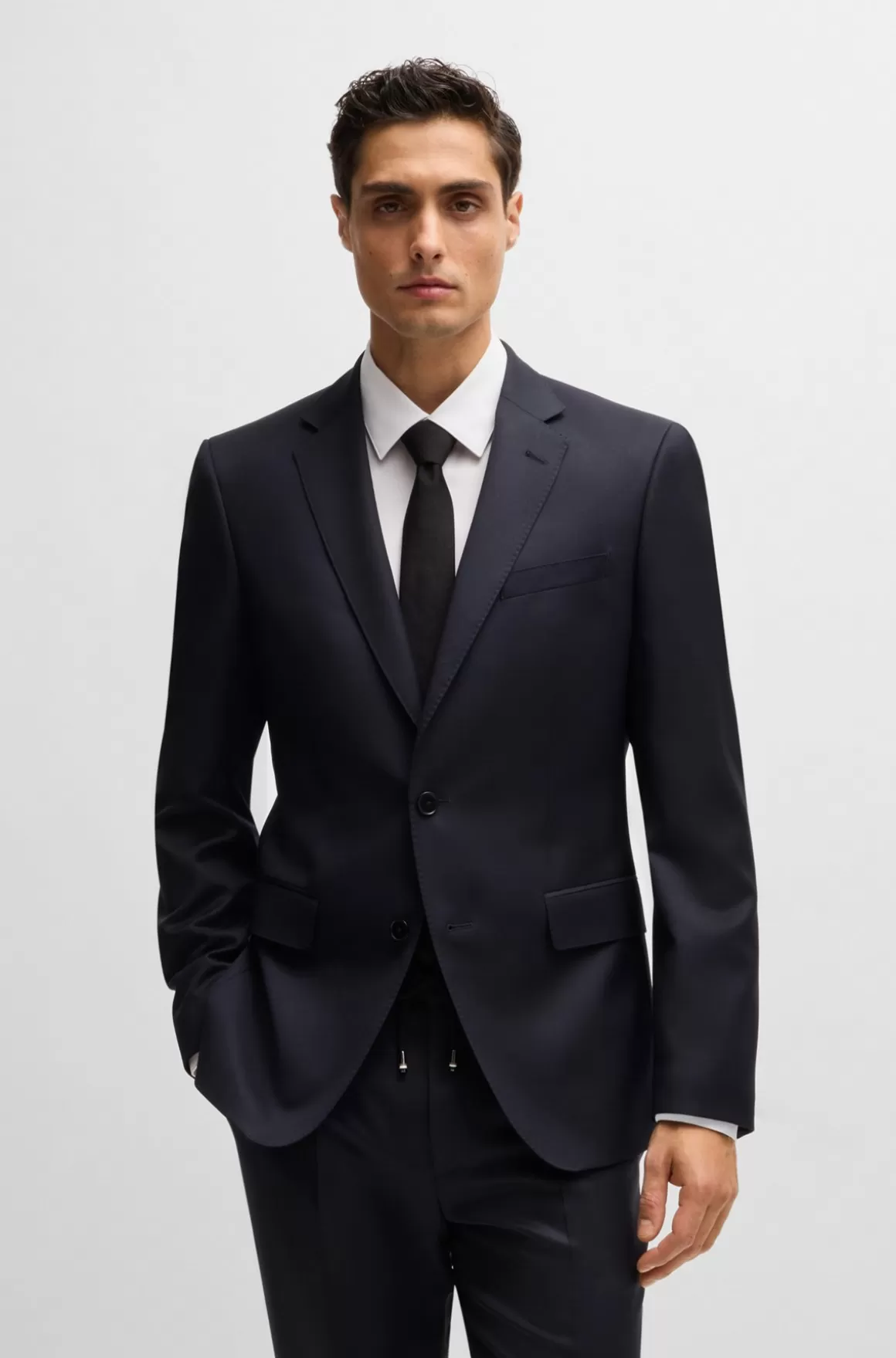 HUGO BOSS Jakke Med Slim Fit I Serge Af Ny Uld