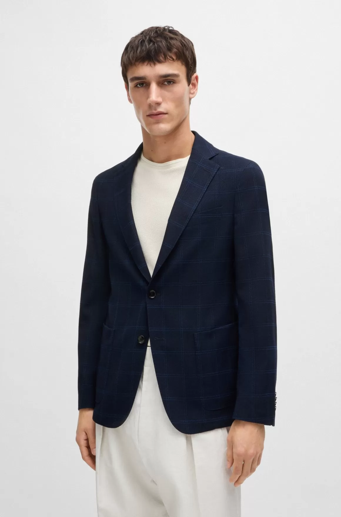 HUGO BOSS Jakke Med Slim-fit I Ternet Stof Med Stræk