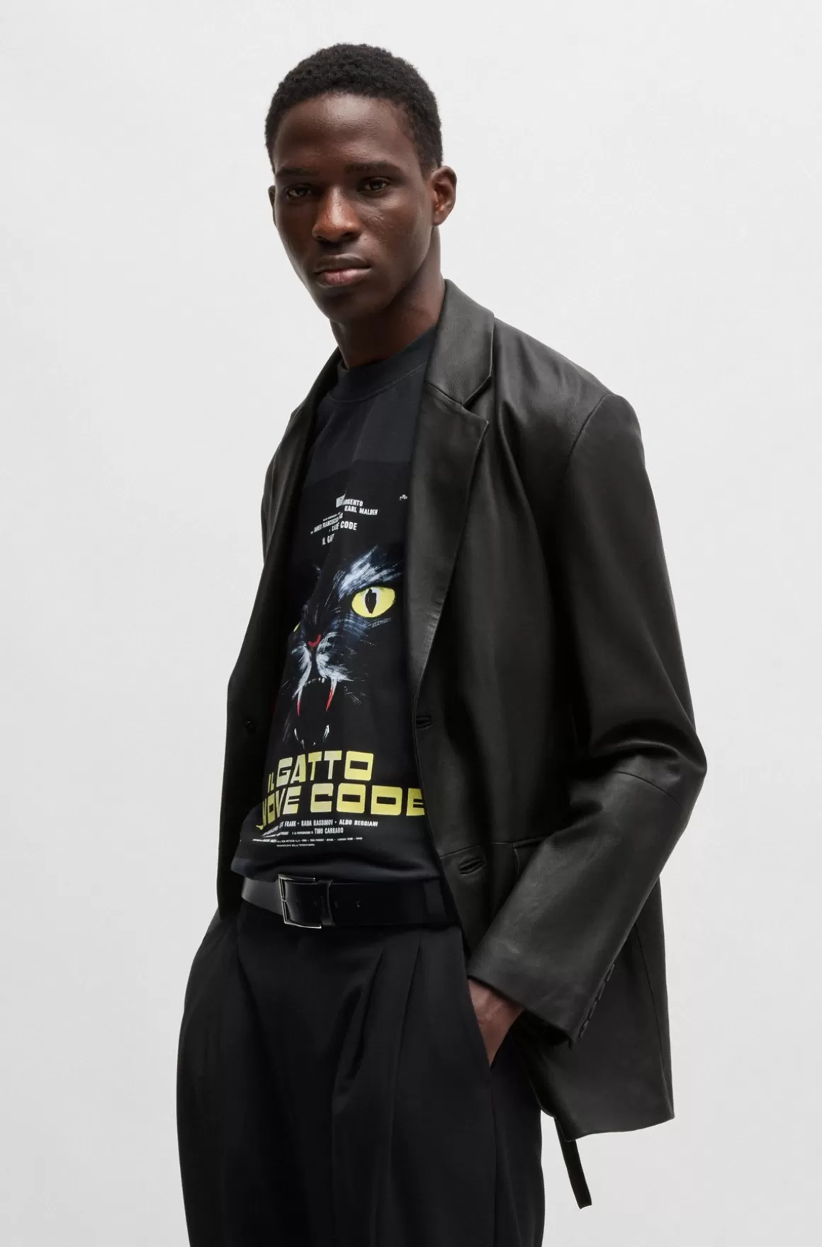 HUGO BOSS Jakkesætsjakke Med Relaxed Fit Af Blødt Læder
