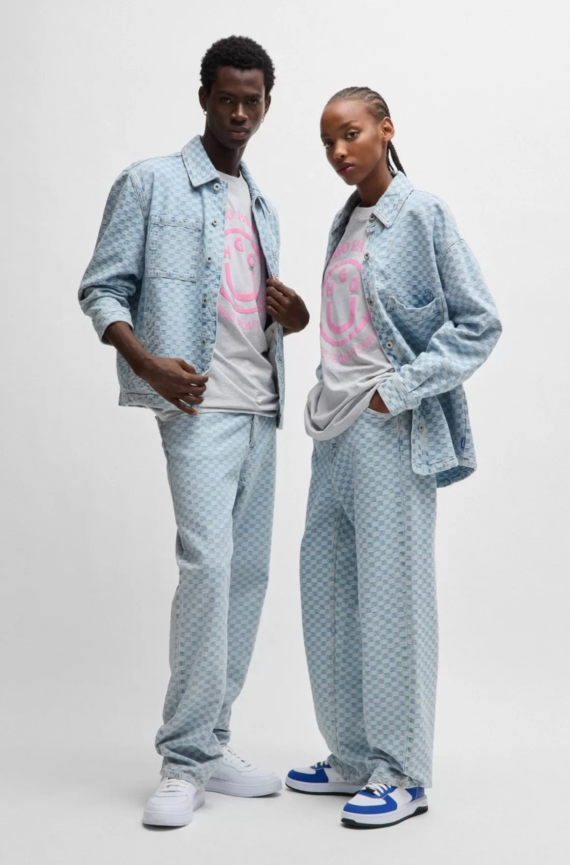 HUGO BOSS Jeans Med Baggy Fit I Skakternet Denim