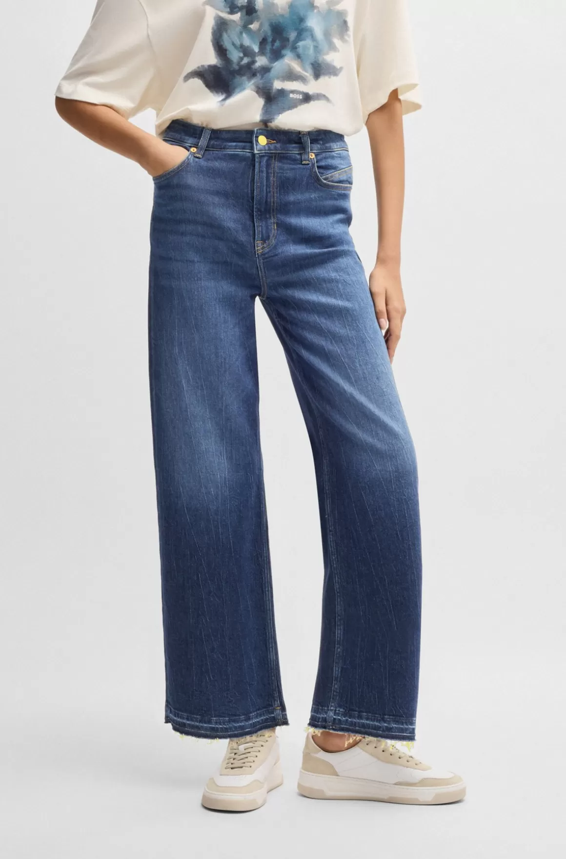 HUGO BOSS Jeans Med Brede Ben I Indigoblå Denim Med Stræk