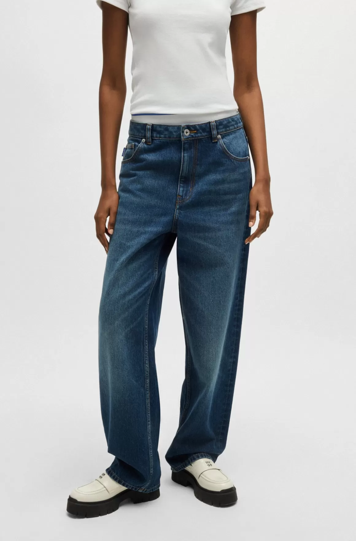 HUGO BOSS Jeans Med Relaxed Fit I Blå Denim Uden Stræk