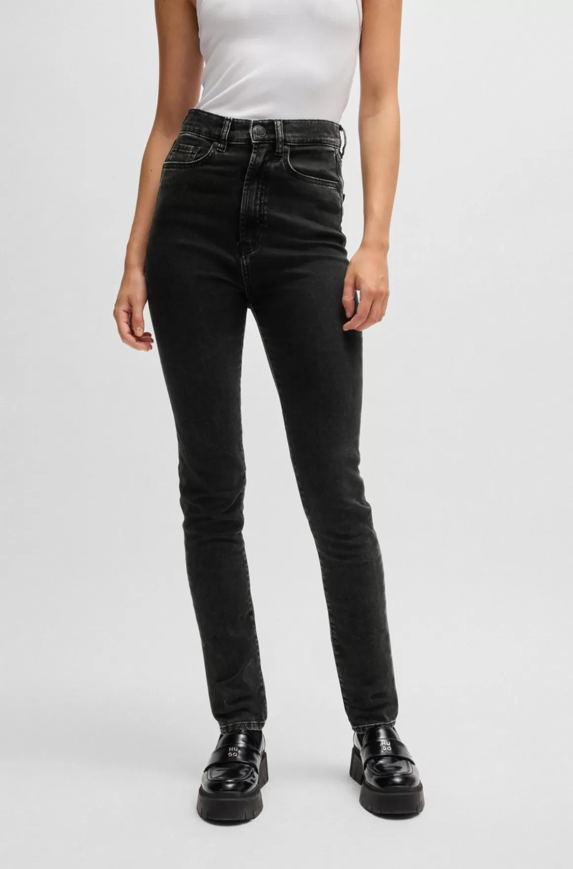 HUGO BOSS Jeans Med Skinny Fit I Sort Denim Med Ekstra Stræk