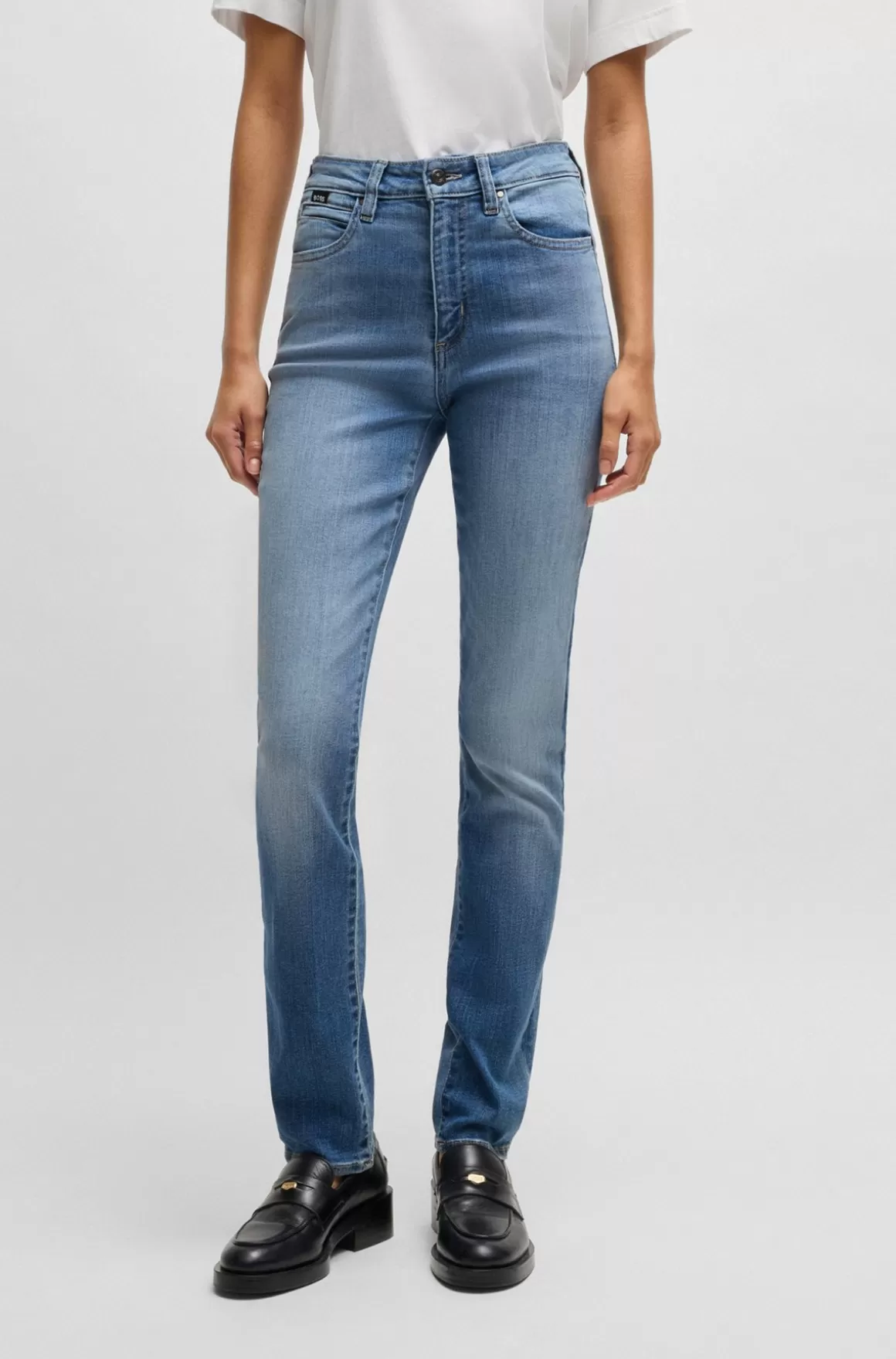 HUGO BOSS Jeans Med Slim Fit I Mellemblå Denim Med Stræk