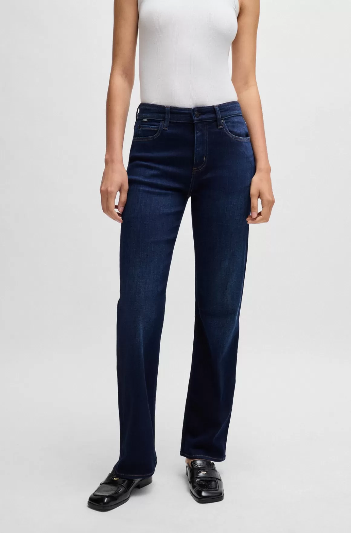 HUGO BOSS Jeans Med Straight Fit I Blå Denim Med Stræk