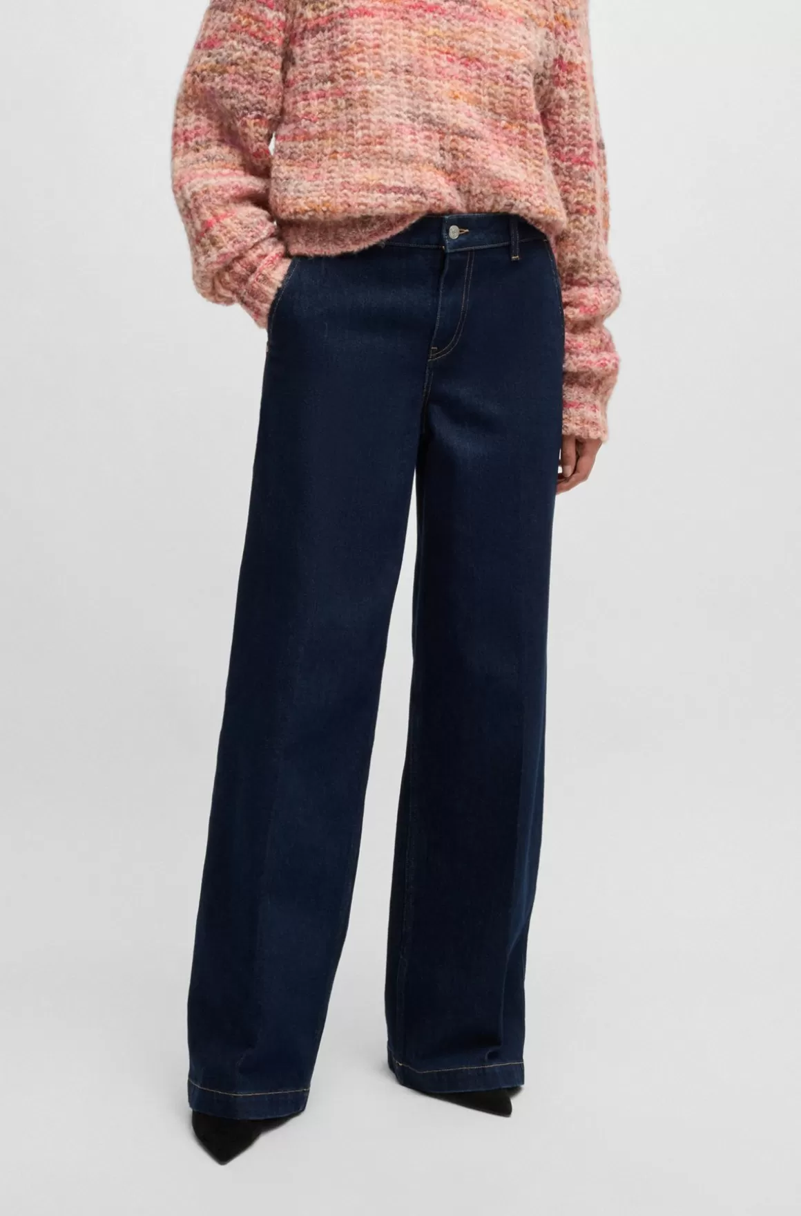 HUGO BOSS Jeans Med Vidde I Benene I Blå Denim Med Stræk