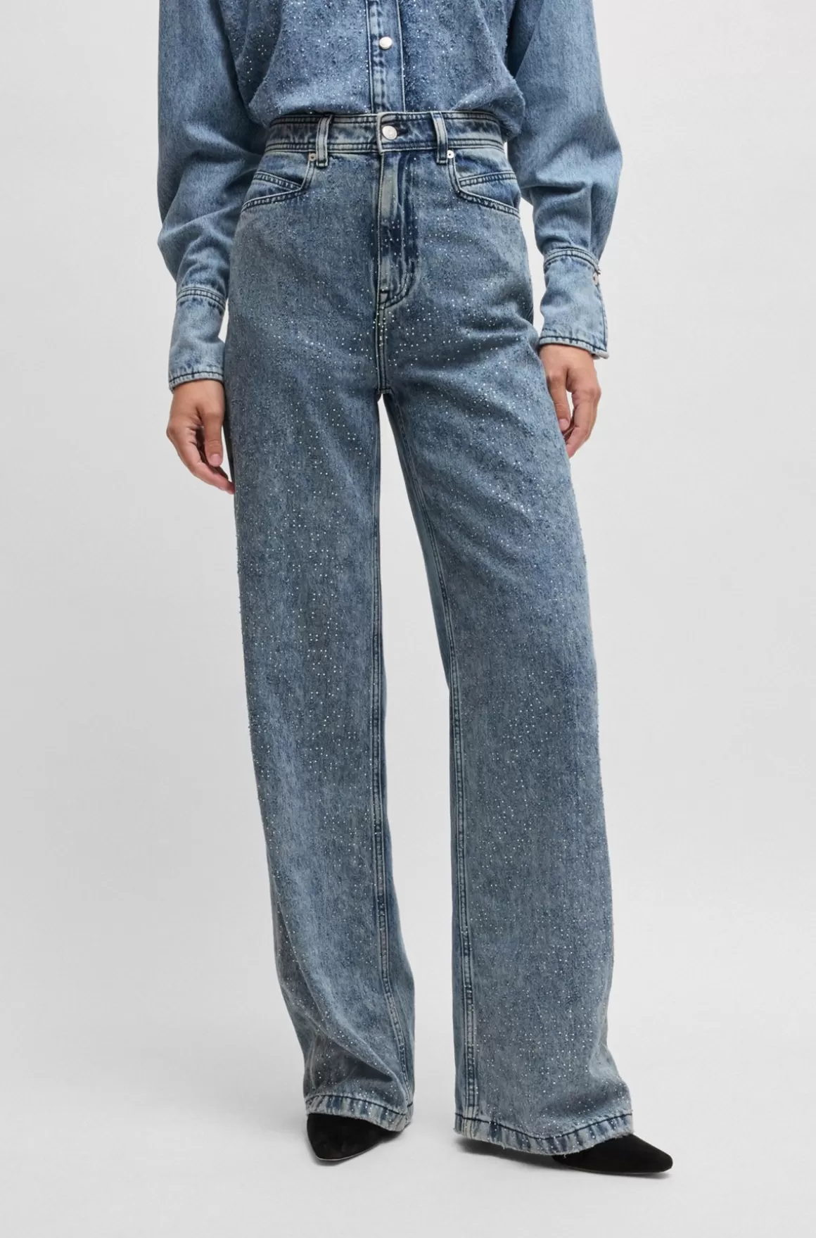 HUGO BOSS Jeans Med Vide Ben I Blå Denim
