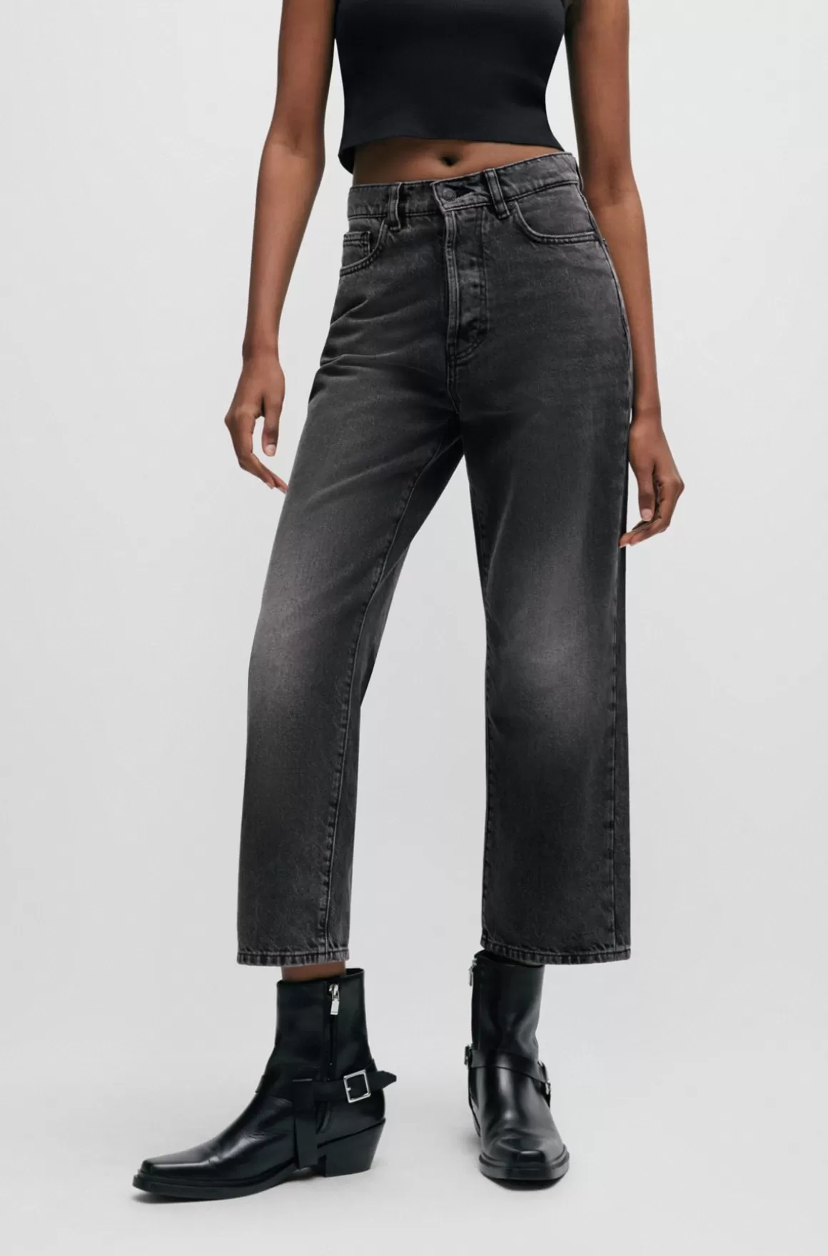HUGO BOSS Jeans Med Vide Ben I En Moderne Pasform I Sort Denim