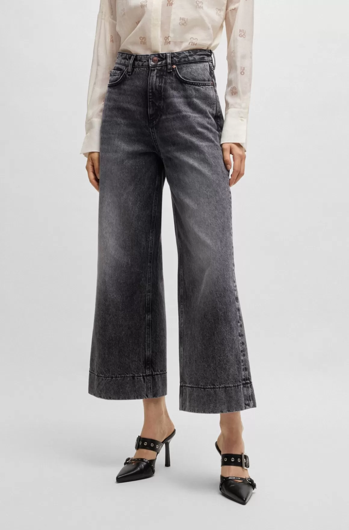 HUGO BOSS Jeans Med Vide Ben I Denim Uden Stræk