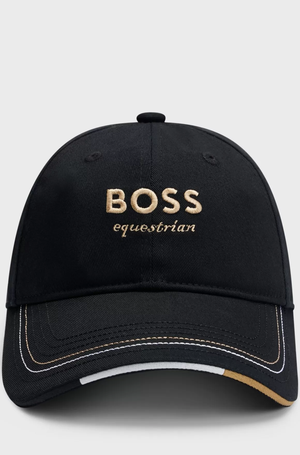 HUGO BOSS Kasket Til Hestesport Med Broderet Logo Og Læderrem