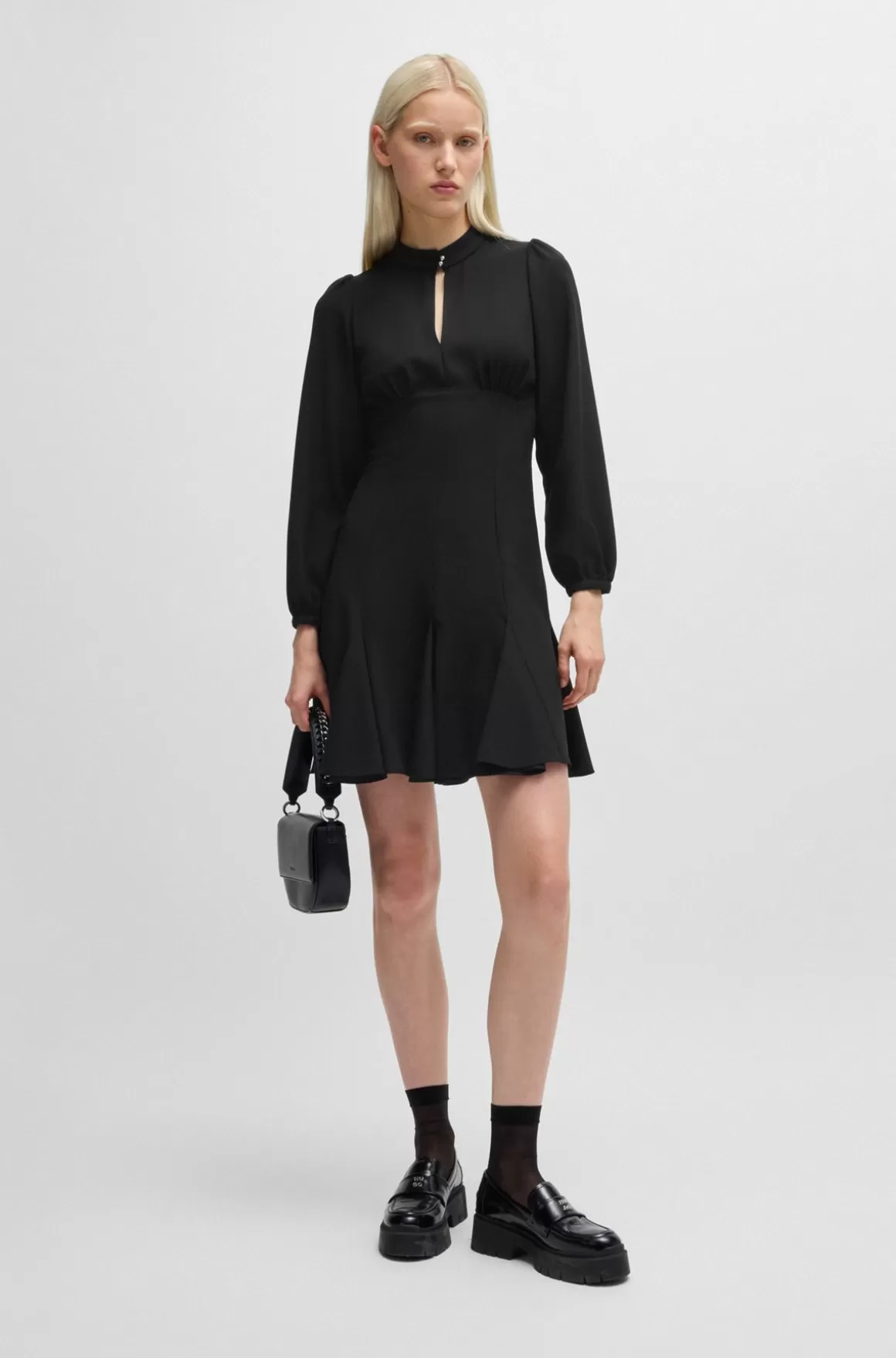 HUGO BOSS Kjole I Crepe Med Kinakrave Med Knapper
