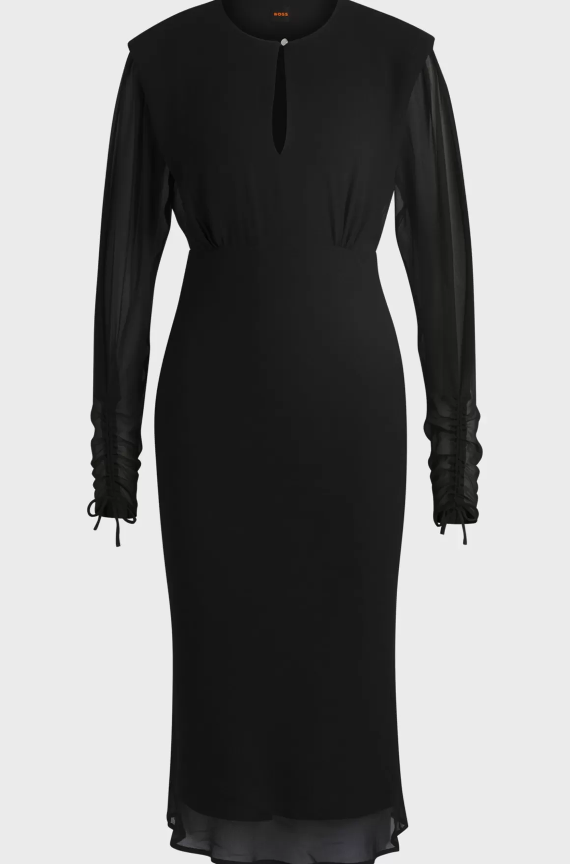 HUGO BOSS Kjole Med Regular Fit, Nøglehulshals Og Løbesnore I ærmerne