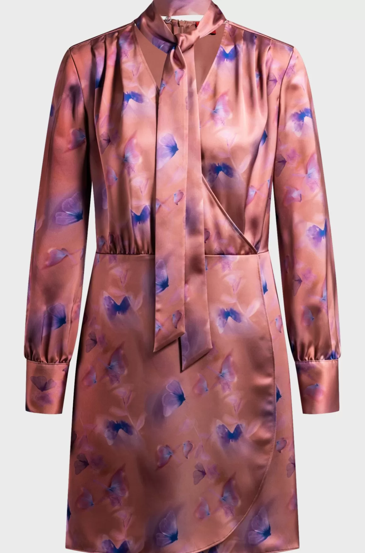 HUGO BOSS Kjole Med Slå Om-design Og Sommerfugleprint Samt Knapmanchetter