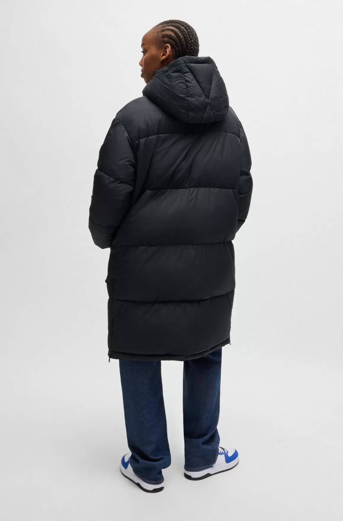 HUGO BOSS Lang Dynejakke Med Aftagelig Hætte