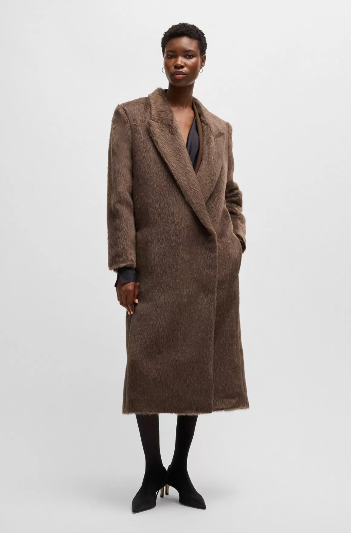 HUGO BOSS Lang Frakke I Alpaca Og Ny Uld