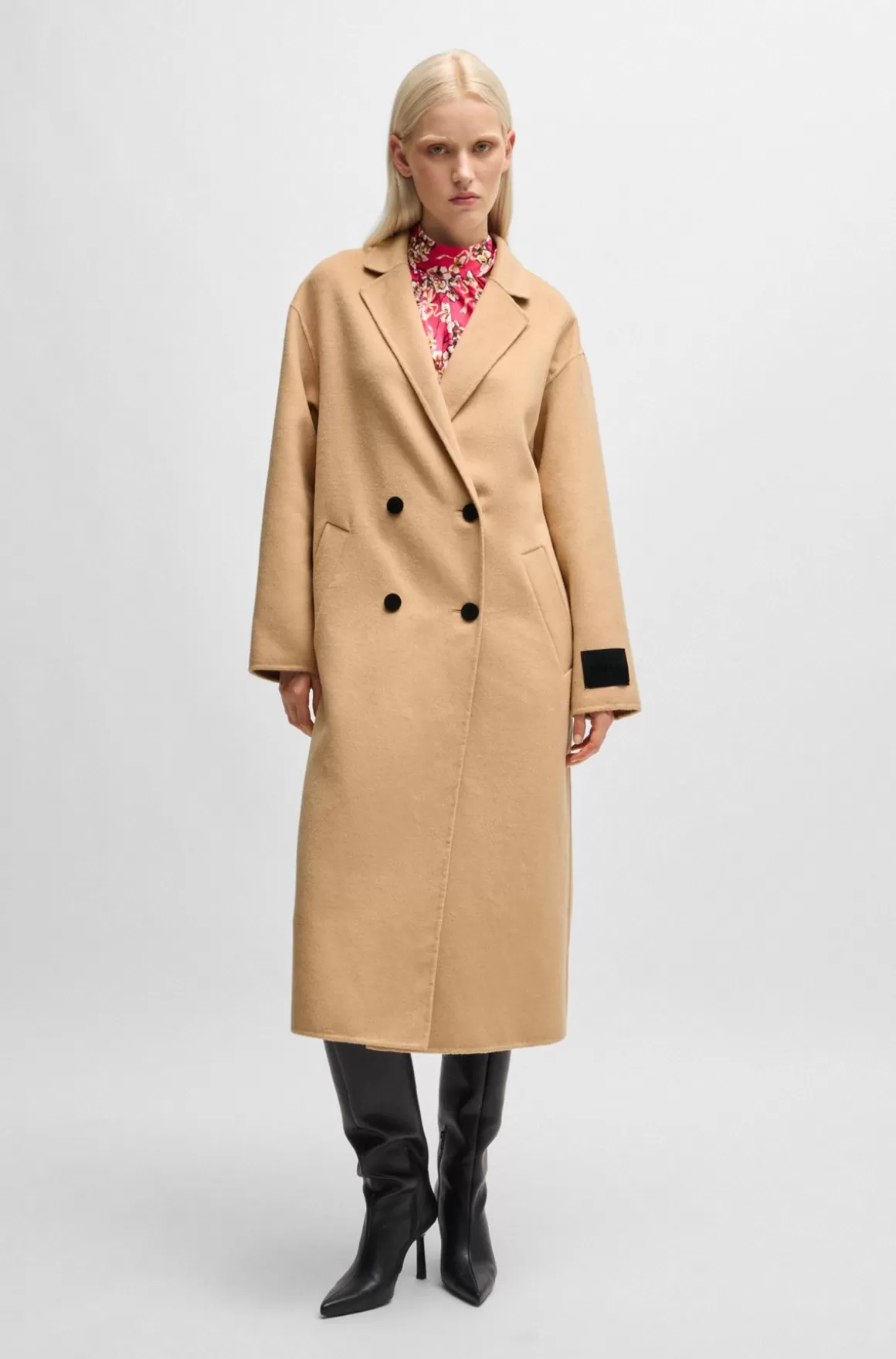 HUGO BOSS Lang Frakke Med Oversize Fit Og Dobbeltradet Lukning