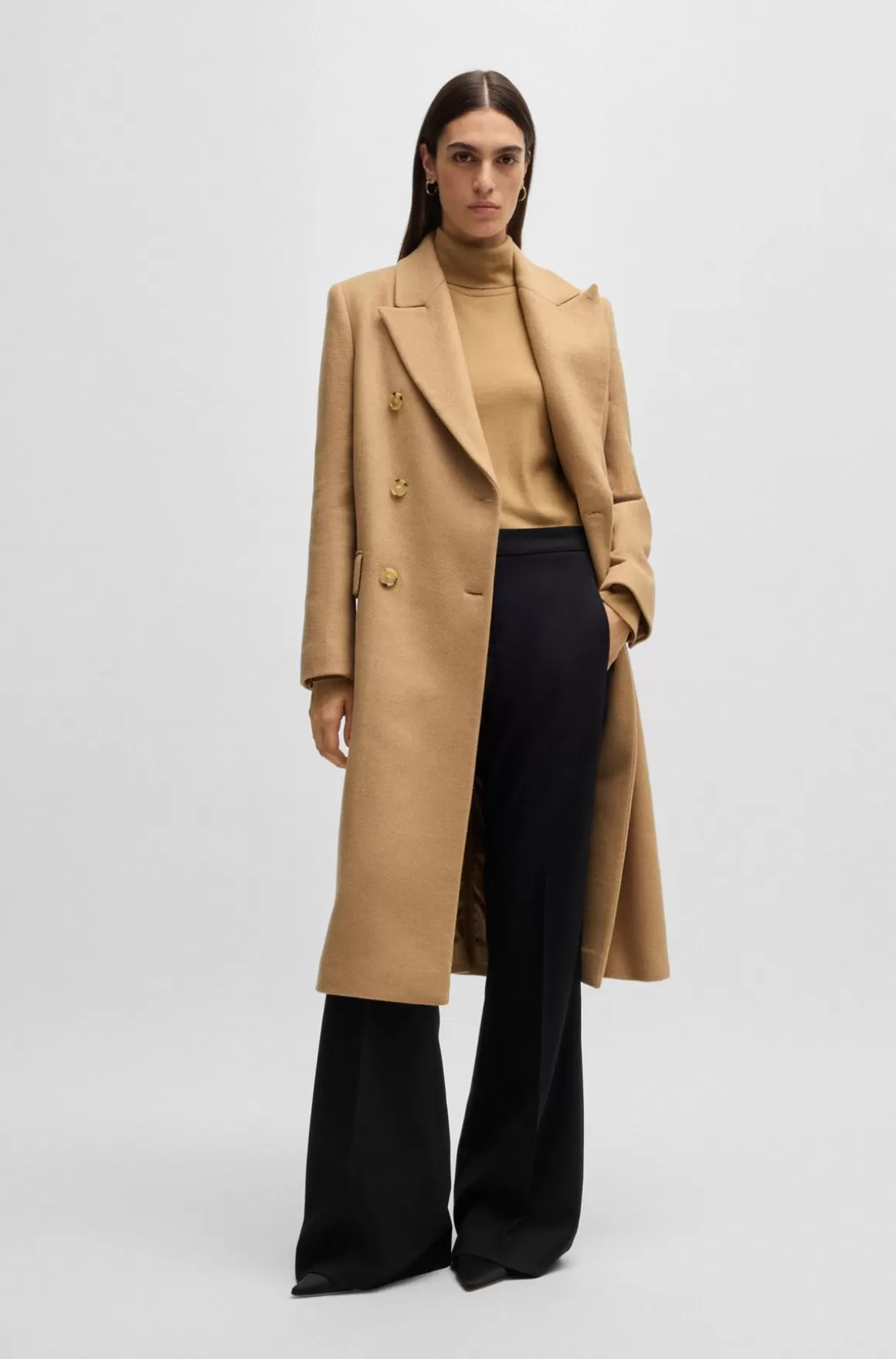 HUGO BOSS Lang Twillfrakke Med Dobbeltradet Lukning