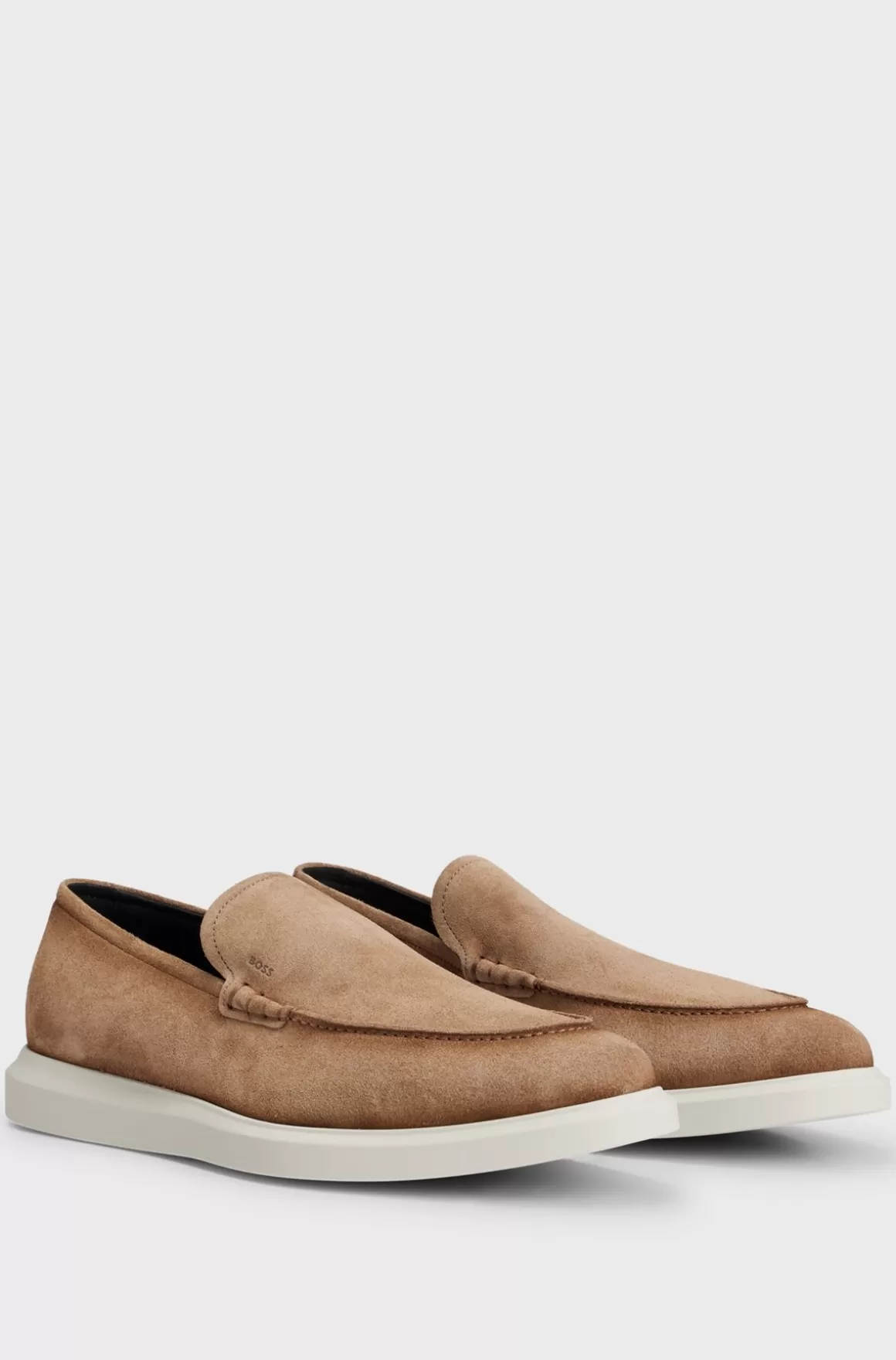 HUGO BOSS Loafers I Ruskind Med Gummibehandlet Ydersål