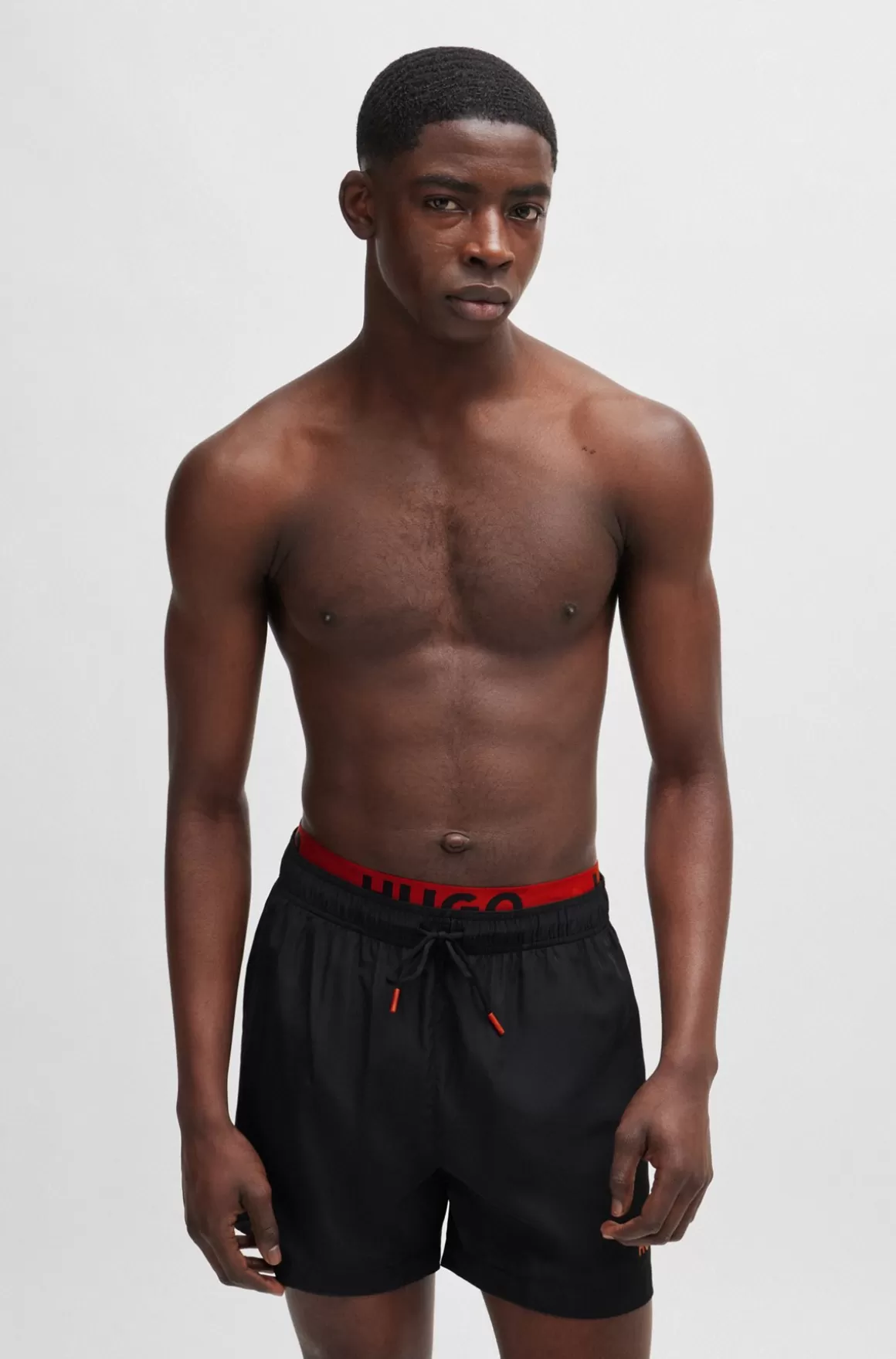 HUGO BOSS Logoprintede Badeshorts Med Dobbelt Linning