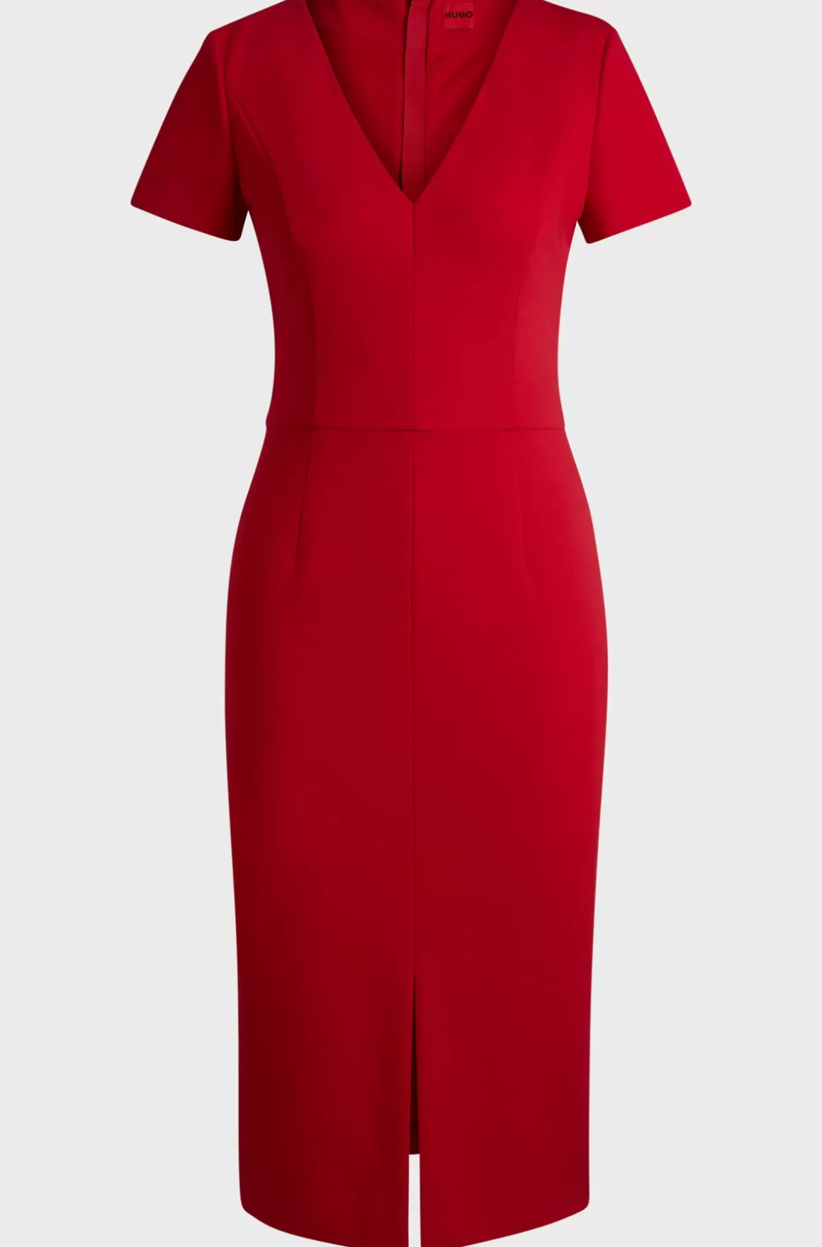 HUGO BOSS Midikjole Af Stof Med Stræk Og Med Slim Fit Og V-hals