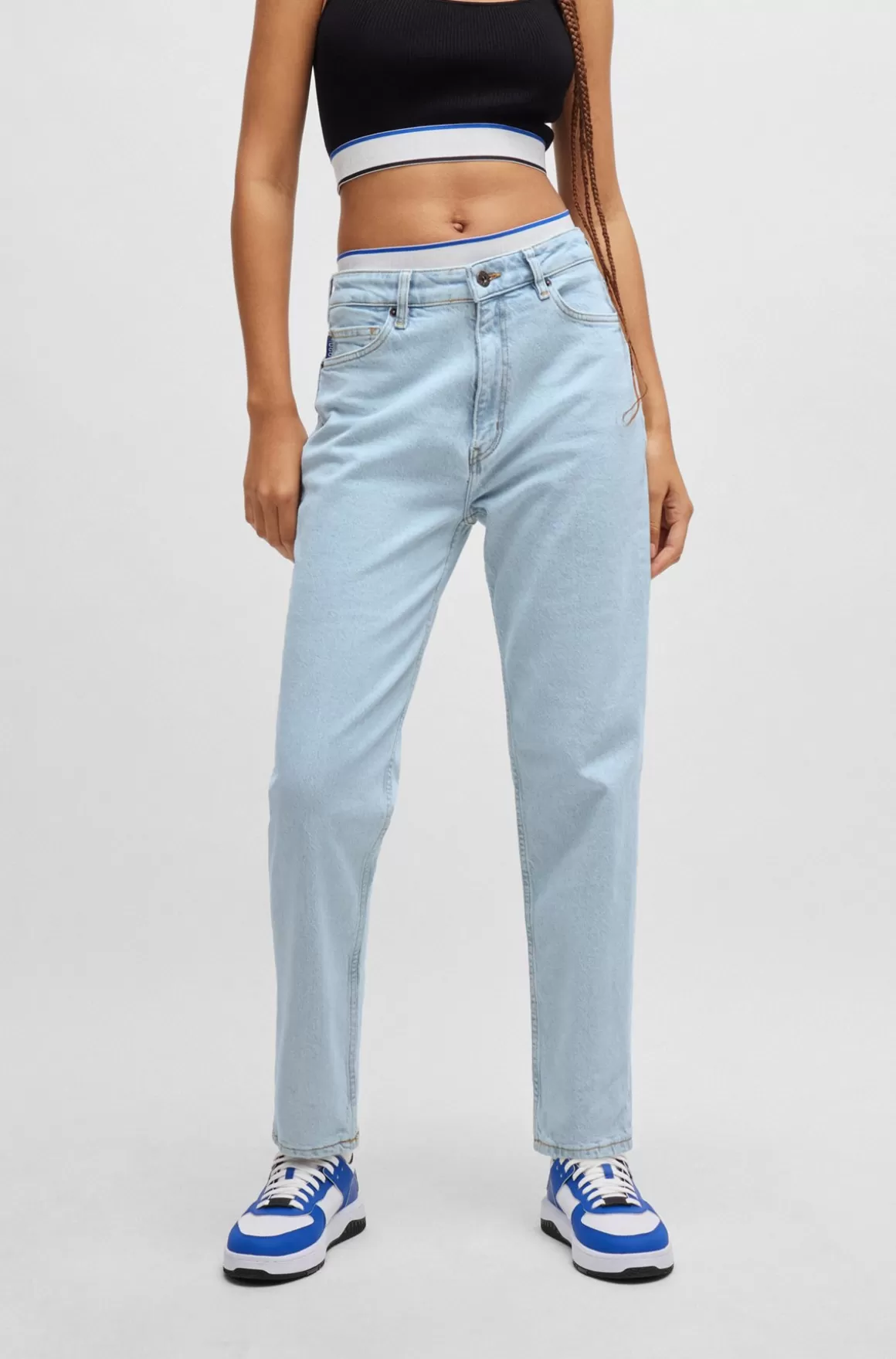 HUGO BOSS Mom Jeans I Marinefarvet Denim Med Stræk