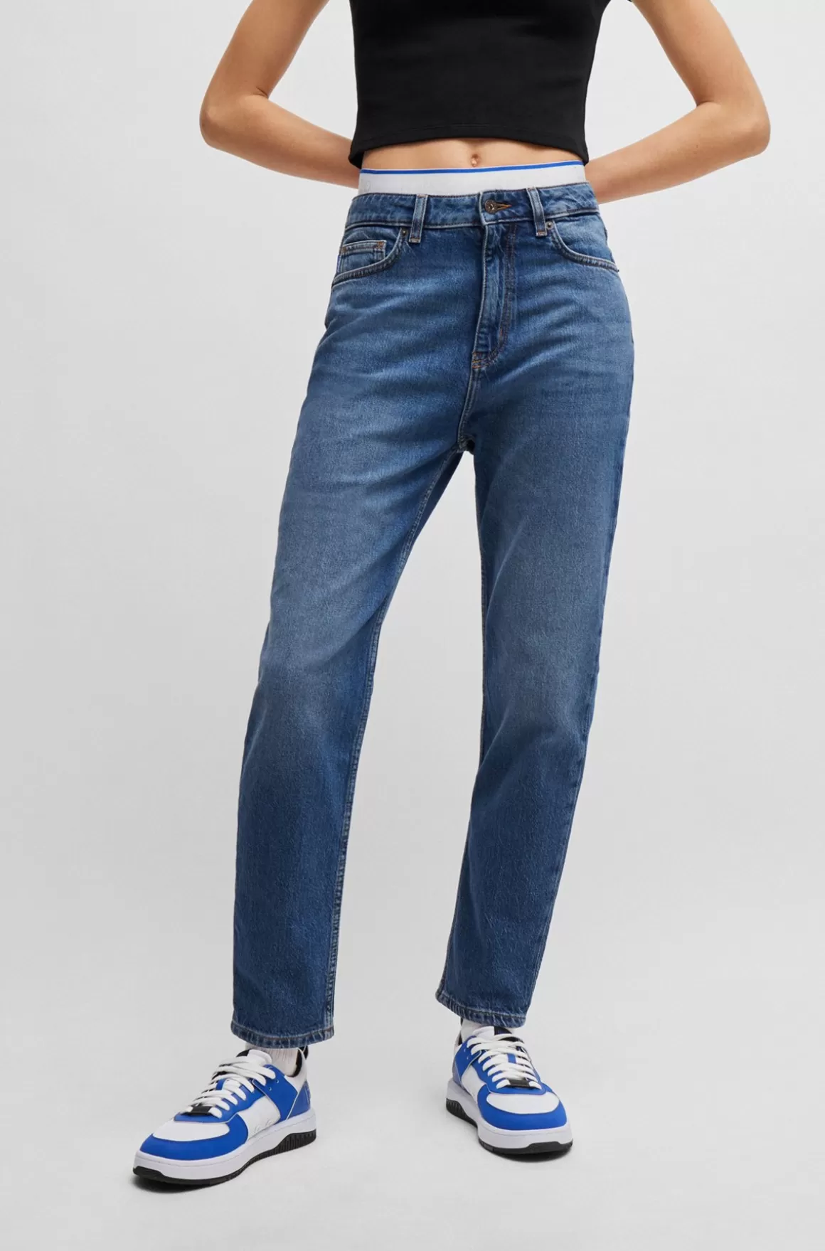 HUGO BOSS Mom Jeans I Mellem Denim Med Stræk