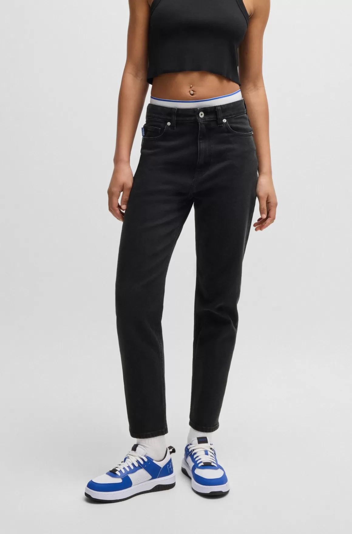 HUGO BOSS Mom Jeans I Denim Med Forvasket Effekt