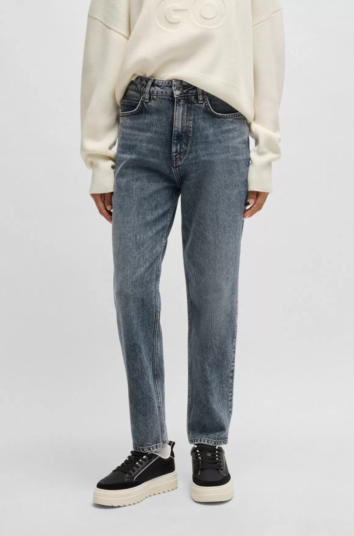 HUGO BOSS Mom Jeans Med Tapered Fit I Mørke Denim Med Stræk