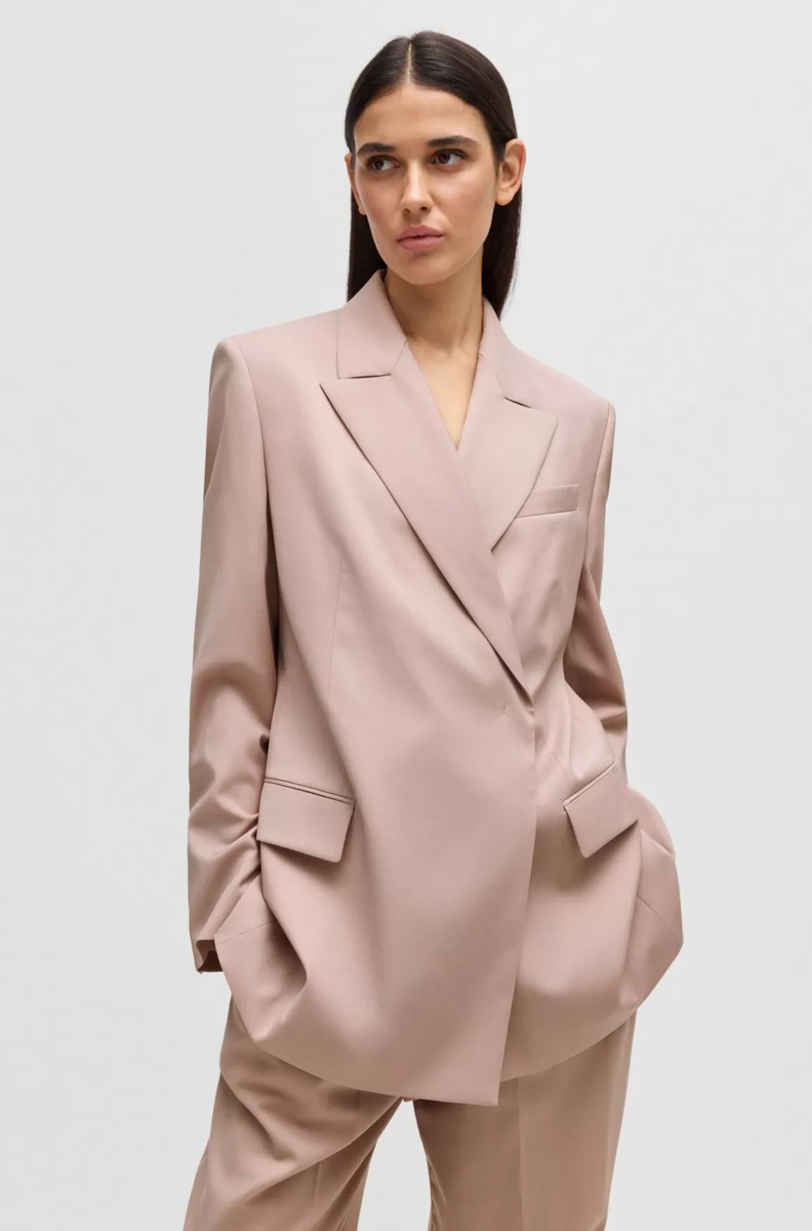 HUGO BOSS NAOMI X BOSS-blazer Med Relaxed Fit I Uld Med Naturligt Stræk