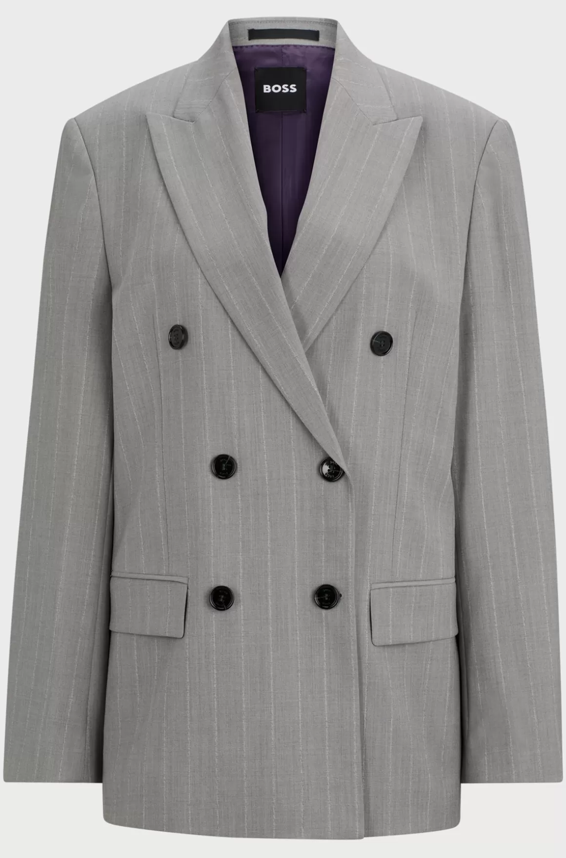 HUGO BOSS NAOMI X BOSS-jakke Med Oversize Fit, Nålestriber Og I Ny Uld