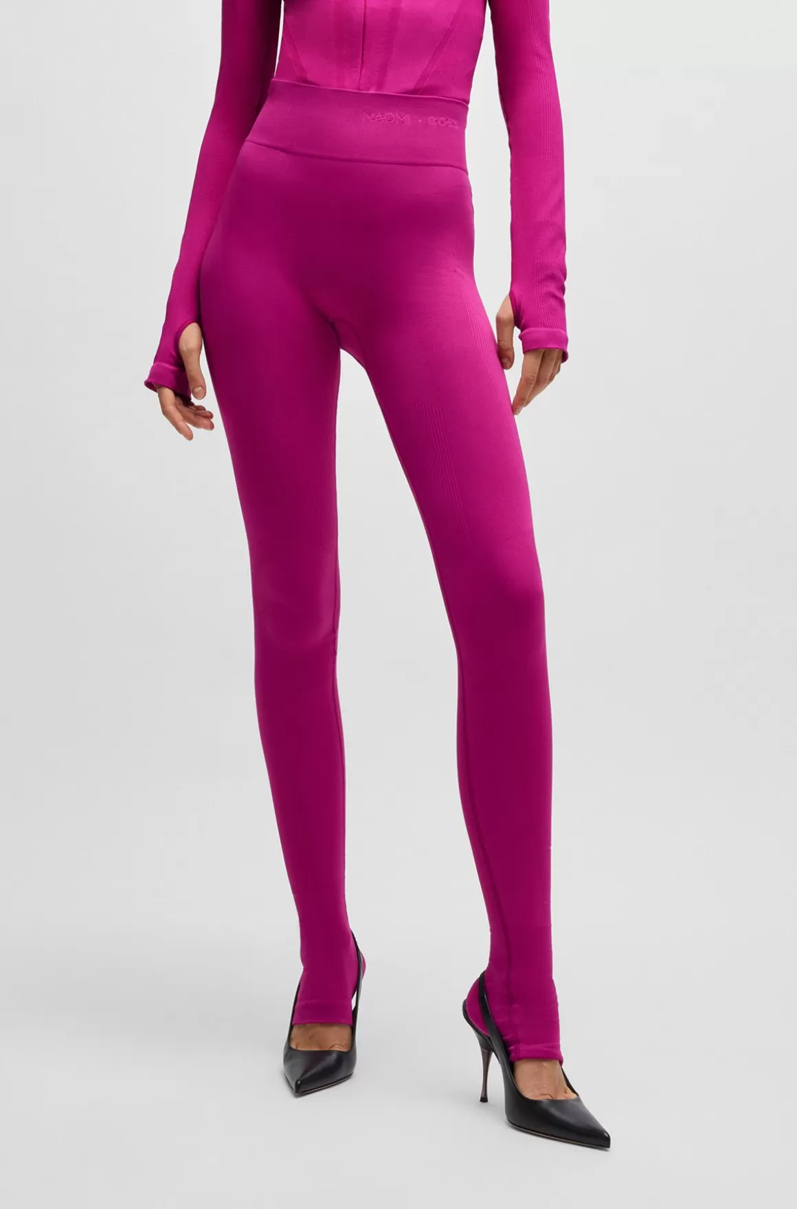 HUGO BOSS NAOMI X BOSS-leggings I Jersey Med Stræk Og Brandet Linning