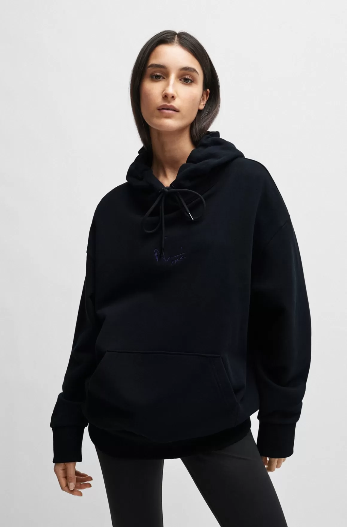 HUGO BOSS NAOMI X BOSS-sweatshirt I Bomuldsfrotté Med Ribkanter