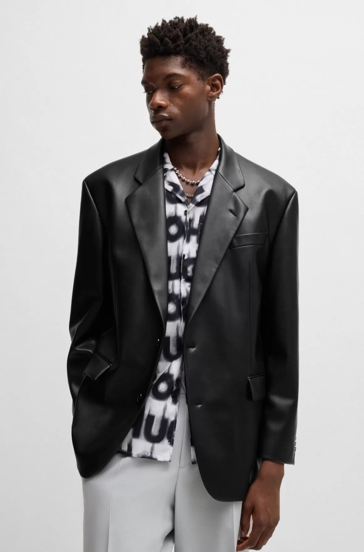 HUGO BOSS Oversize Fit Blazer I Imiteret Læder
