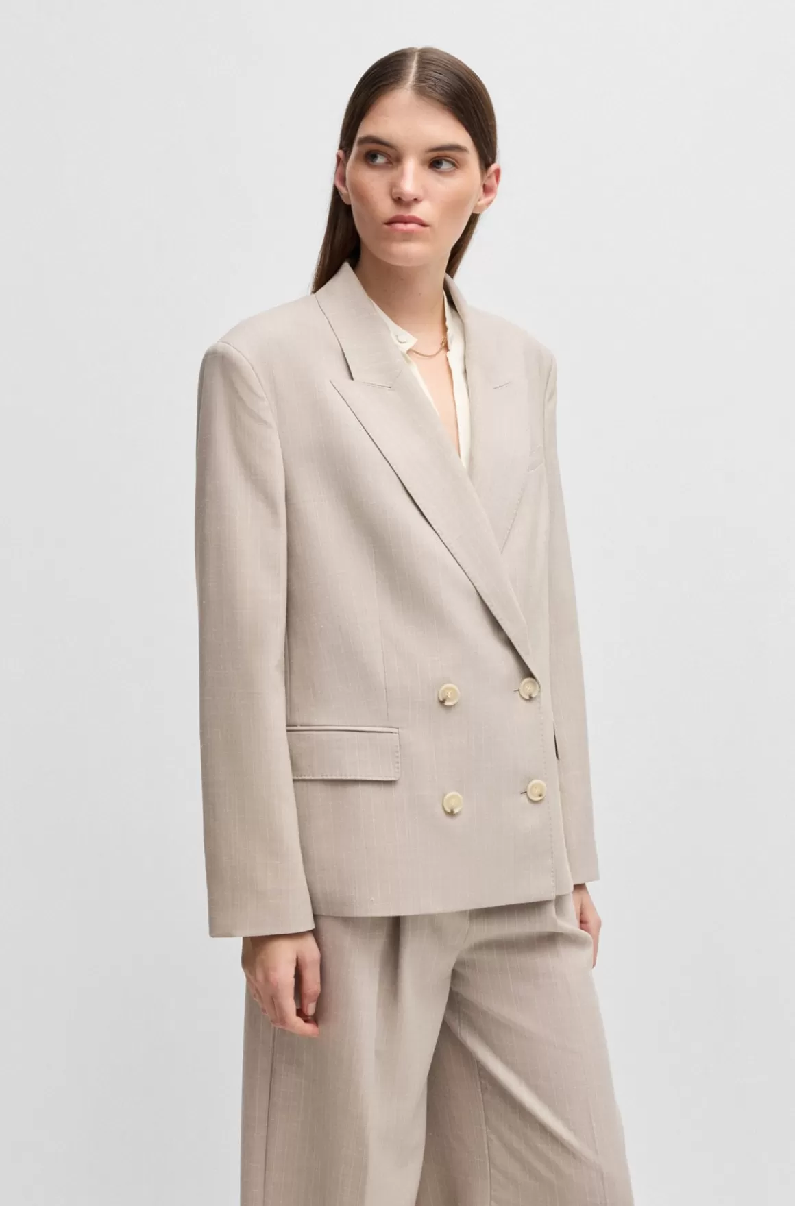 HUGO BOSS Oversized Fit Jakkesætsjakke I Italiensk Produceret Stof