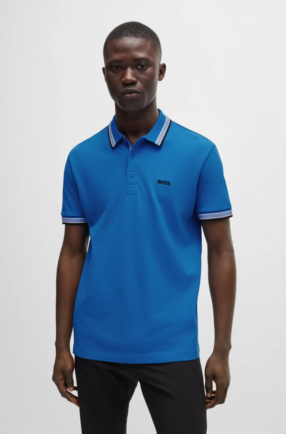 HUGO BOSS Paddy Poloshirt I Bomuldspiqué Med Logo I Kontrastfarve
