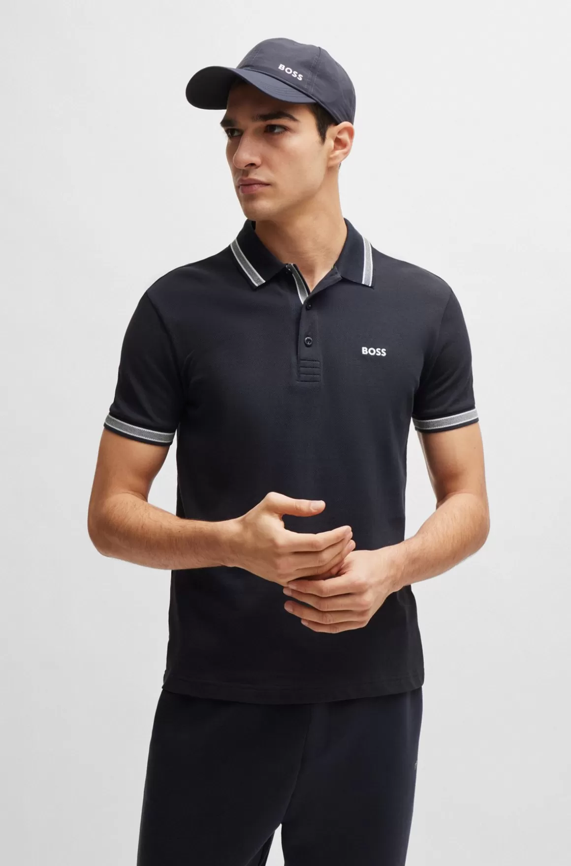 HUGO BOSS Paddy Poloshirt I Bomuldspiqué Med Logo I Kontrastfarve