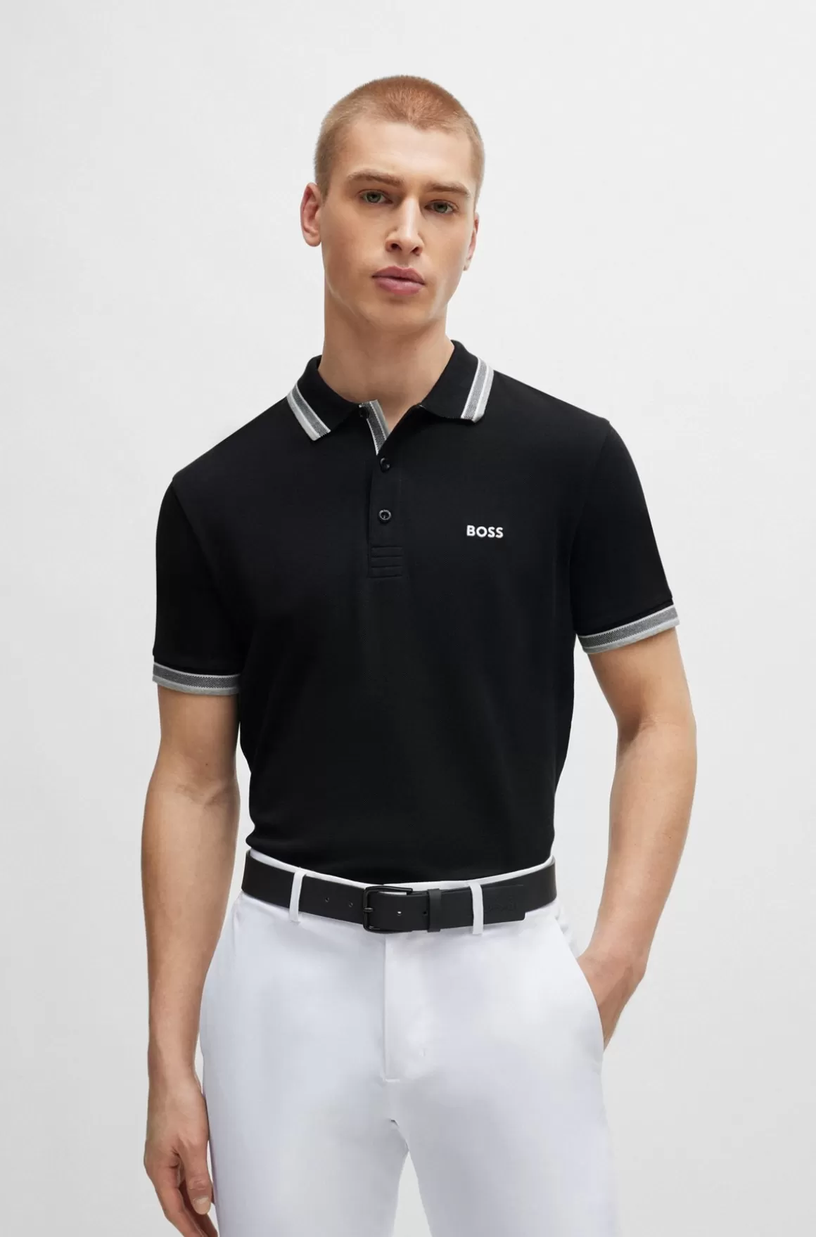 HUGO BOSS Paddy Poloshirt I Bomuldspiqué Med Logo I Kontrastfarve
