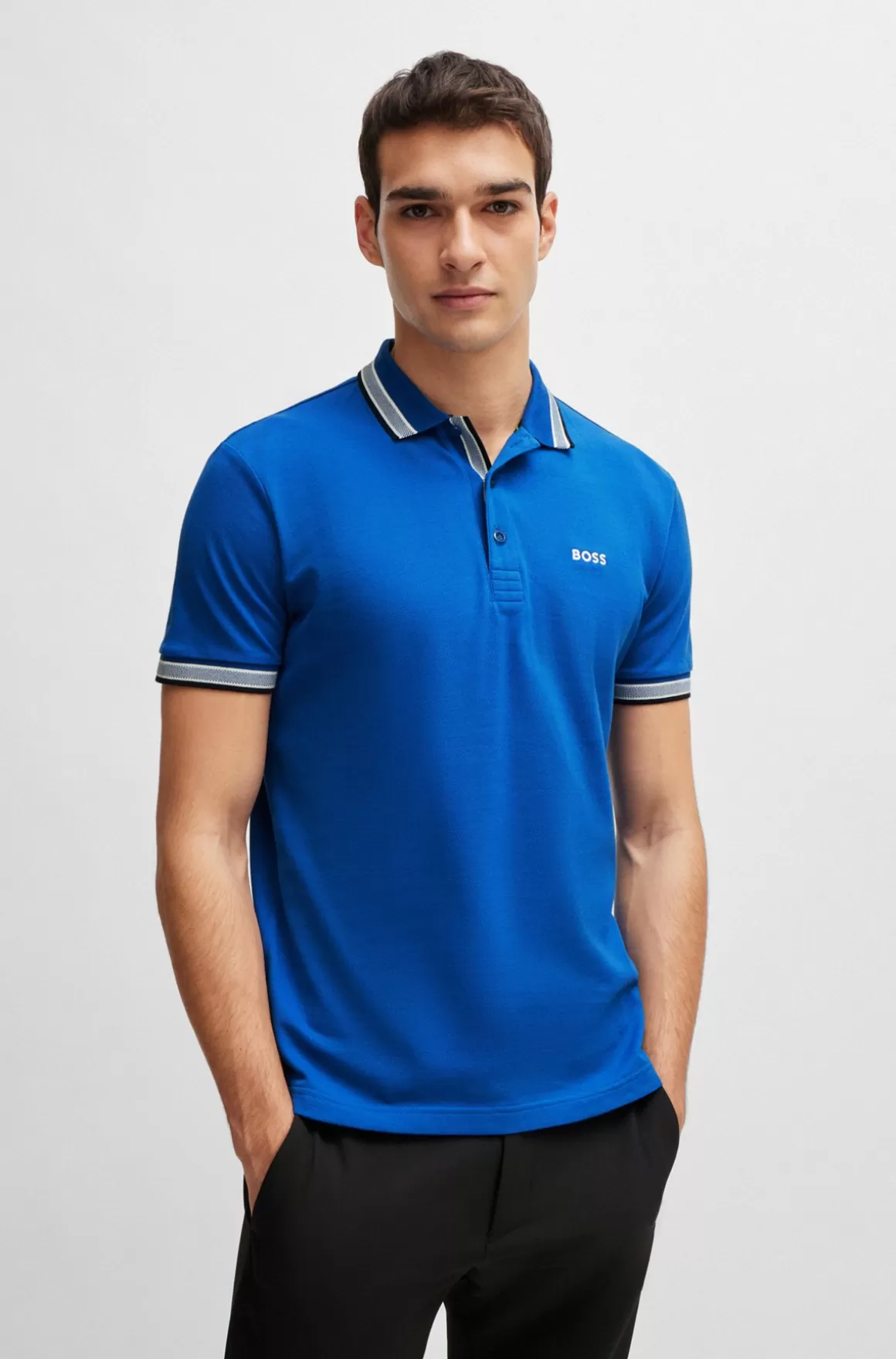 HUGO BOSS Paddy Poloshirt I Bomuldspiqué Med Logo I Kontrastfarve