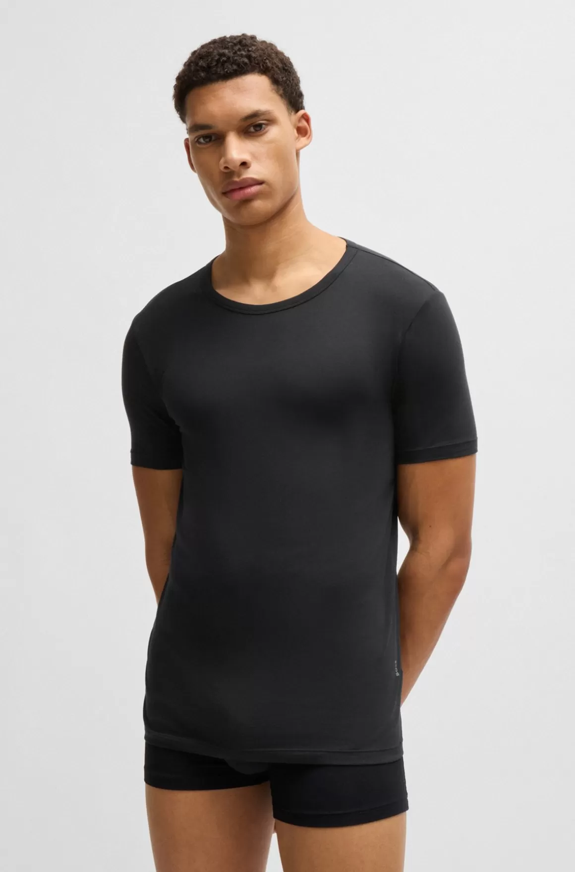 HUGO BOSS Pakke Med To T-shirtundertrøjer I Bomuld Med Stræk Med Logo