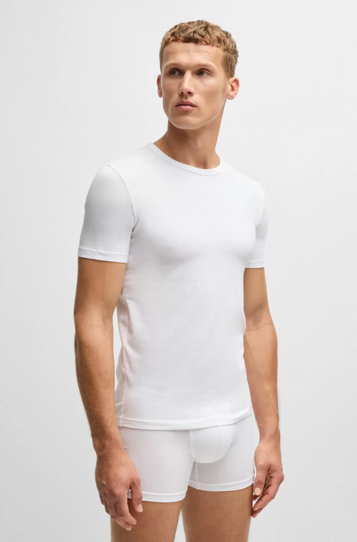 HUGO BOSS Pakke Med To T-shirtundertrøjer I Bomuld Med Stræk Med Logo