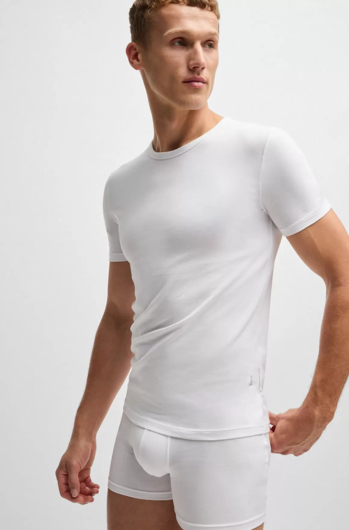 HUGO BOSS Pakke Med To T-shirtundertrøjer I Bomuld Med Stræk Med Logo