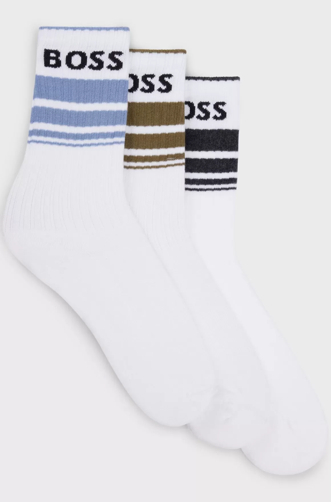 HUGO BOSS Pakke Med Tre Par Korte Sokker Med Striber Og Logoer