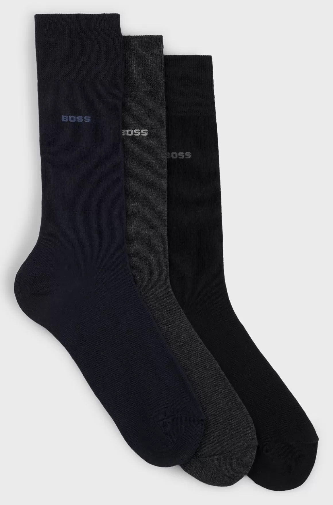 HUGO BOSS Pakke Med Tre Par Strømper I Stof Med Stræk I Almindelig Længde