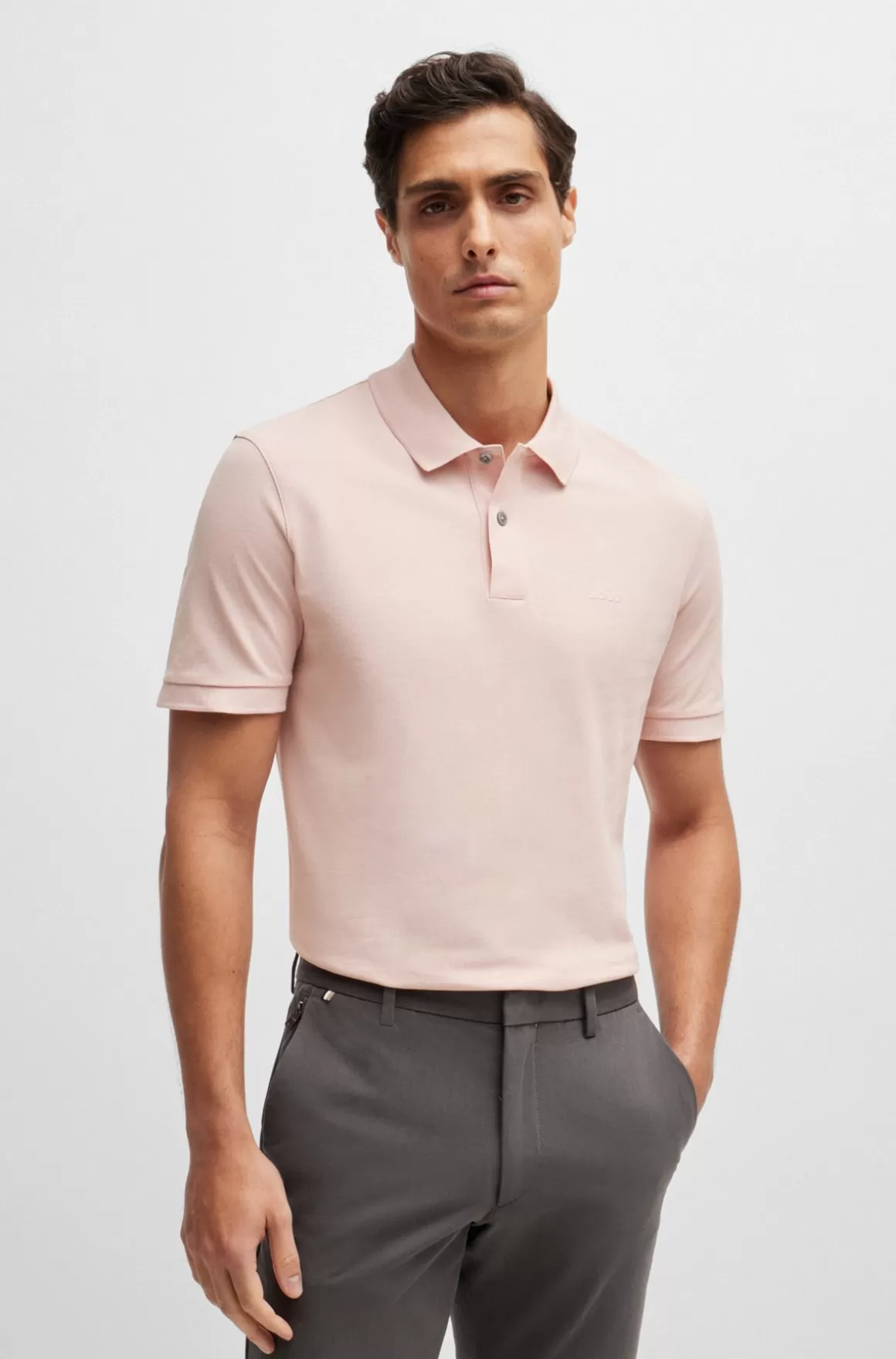HUGO BOSS Pallas Poloshirt I økologisk Bomuld Med Broderet Logo