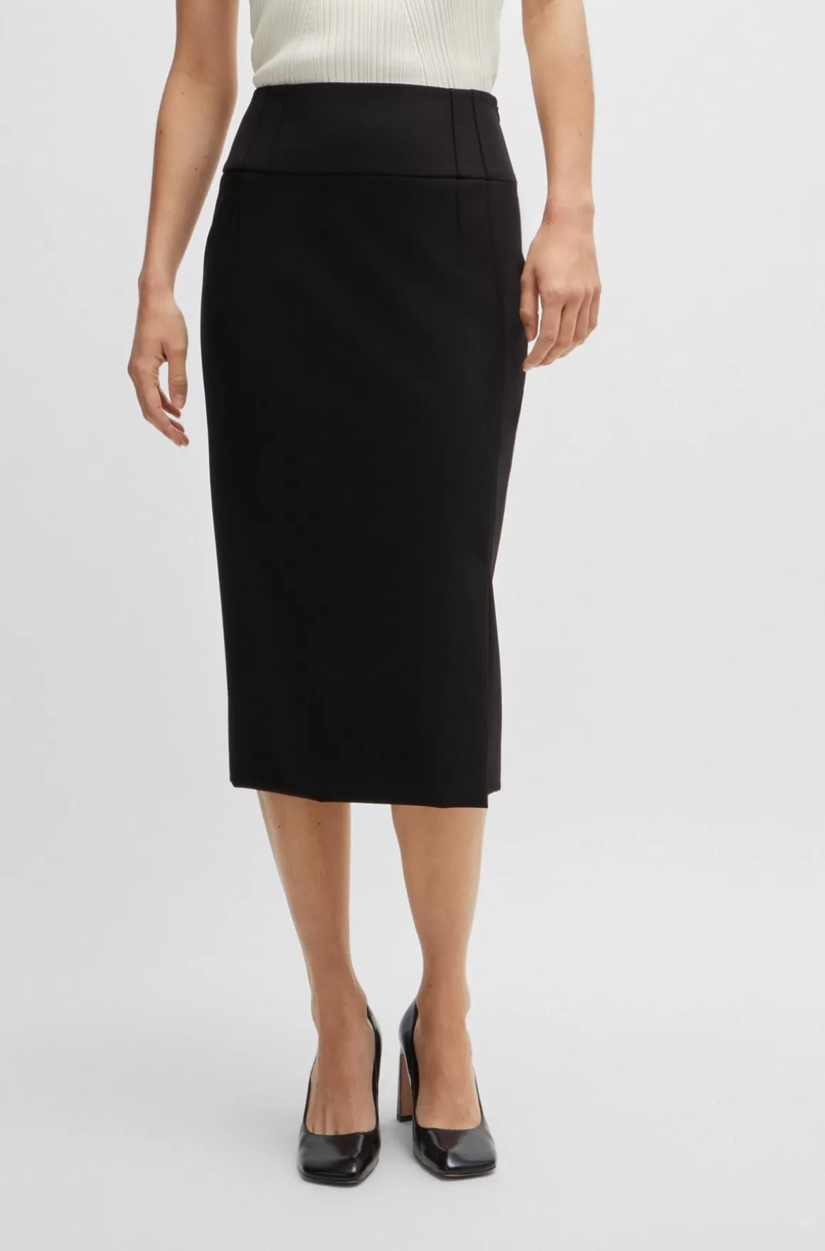 HUGO BOSS Pencilnederdel Med Extra Slim Fit Og Synlige Syninger