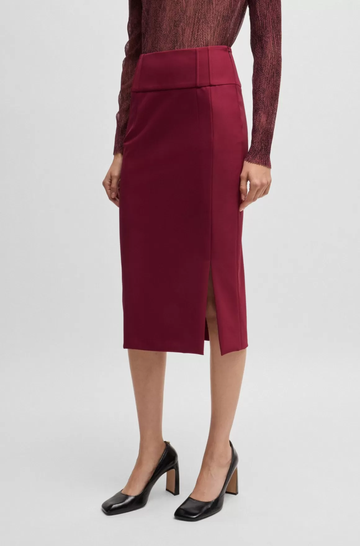 HUGO BOSS Pencilnederdel Med Extra Slim Fit Og Synlige Syninger