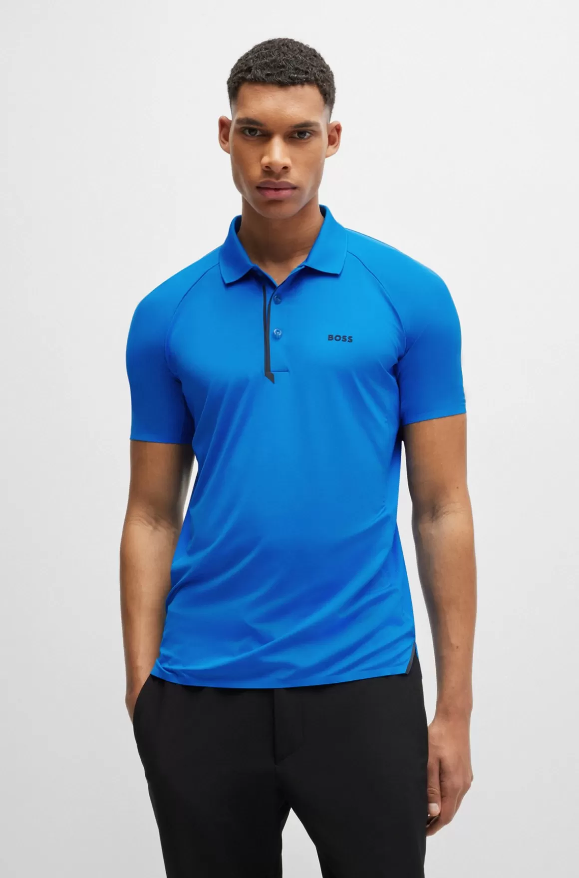 HUGO BOSS Poloshirt I Blandede Materialer Med Dekorativt Reflekterende Logo