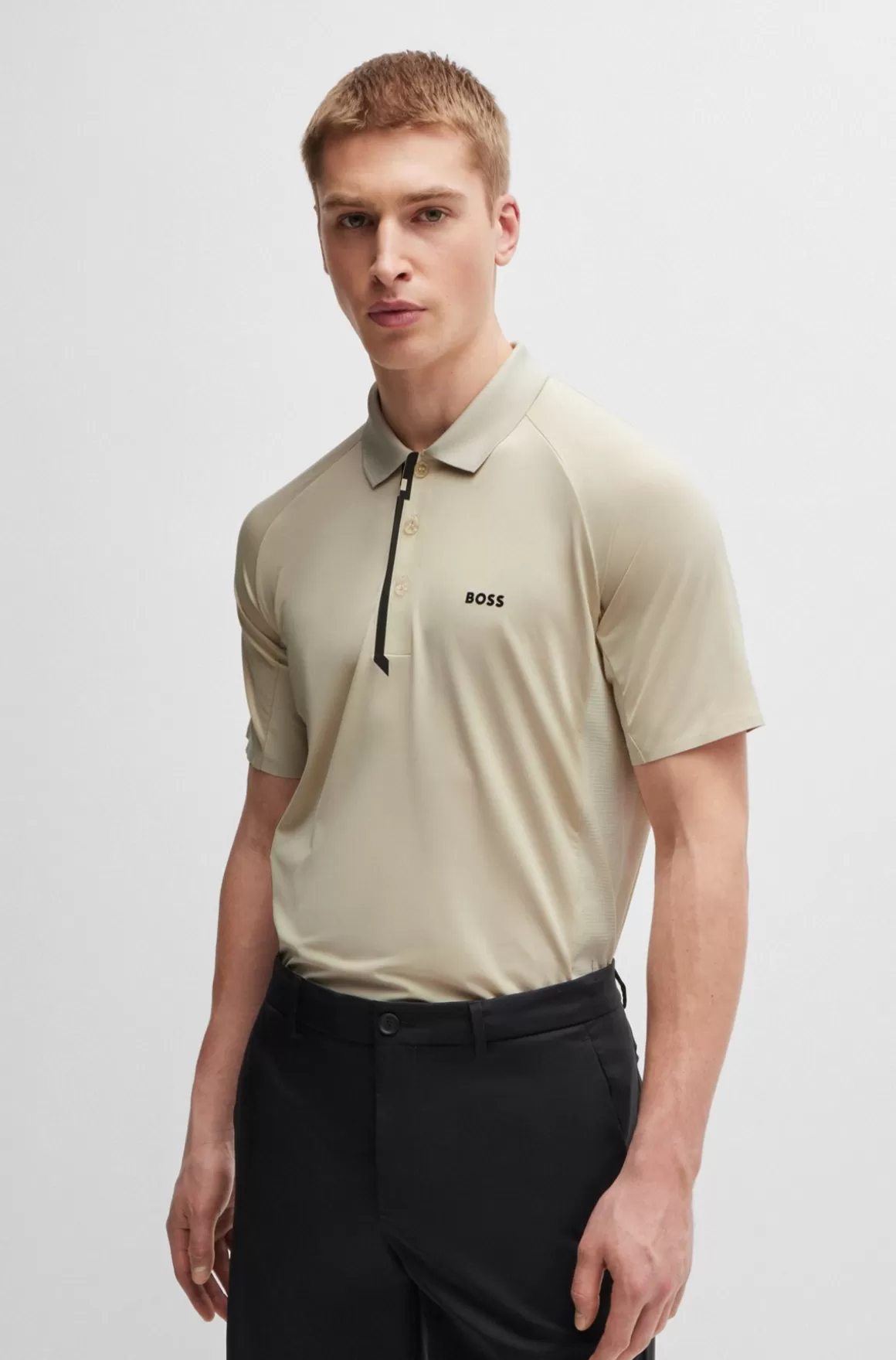 HUGO BOSS Poloshirt I Blandede Materialer Med Dekorativt Reflekterende Logo